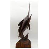 Ironwood Carved Swordfish Marlin Sculpture 20"