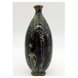 Japanese Cloisonne Enamel Wisteria Vase repaired