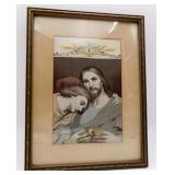 Christ & St. John O Salutaris Hostia Framed Silk