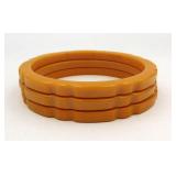 3 Butterscotch Bakelite Bangle Bracelets Set