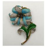 Crown Trifari Alfred Philippe Pave Flower Fur Clip