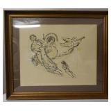 Marc Chagall Tinted Sketch Lithograph Paris Opera