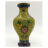 vtg Chinese Cloisonne Floral Vase