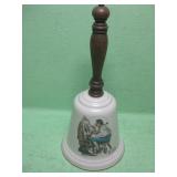 9" Norman Rockwell Wood Handle Porcelain Bell
