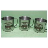 Three Stainless Chuck Wagon Soda Mugs