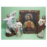 Jesus Figures & Wood Framed Print