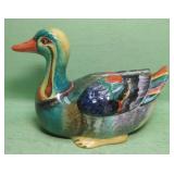2001 Hand Painted Multi Color Ceramic Duck -Signed