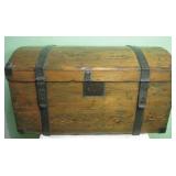 34 X 16.5 X 18 Antique Pine Dome Top Trunk