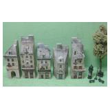Five Gault French Ceramic Miniature Buildings