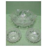 Cut Crystal Bowl With Two Matching Smaller Bowls