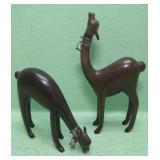 Hand Carved Llama Figures With Silver Bells