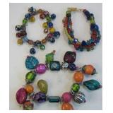 Three Multi Bead Stretchy Bracelets