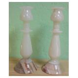 One Pair Of Onyx Candle Stick Holders