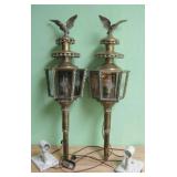 Two Matching 32' Brass Wall Mount Torch Lamps
