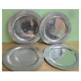 Four Ann Kary Collection Mexican Pewter Chargers