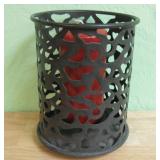 Rustic Metal 8-1/2' Candle Holder and Candle