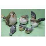 Six Assorted Resin Birds - Decor