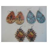 Three Pair Southwest Print Earrings