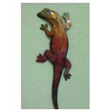 14' Hand Painted Metal Wall Lizard - Signed