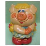 Vintage Enesco Girl Pig Piggy Bank - No Stopper