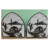 Venice Gondola Canal Scene Metal Book Ends