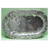 Mexican Pewter Platter With Embossed Fruit 20x12