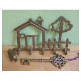 Brass Elephant, Wall Hook Hanging & Metal Key