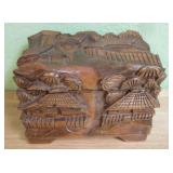 Honduras Carved Wooden Box with Village Scene