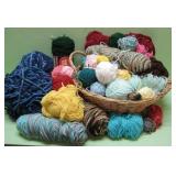 Wicker Basket With Assorted Yarn