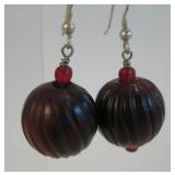 Carved Bone & Sterling Silver Ear Wire Earrings