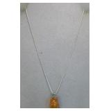 Sterling Silver Chain With Amber Pendant