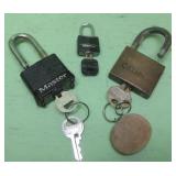 Three Assorted Locks With Keys