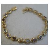 Sterling Silver Multi Stone Bracelet - Hallmarked