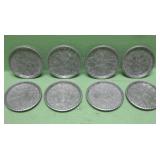 Eight Everlast Hand Forged Aluminum Coasters