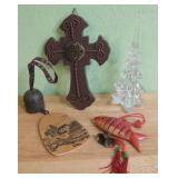 Cross, Wind Chime, Glass Tree, & Fish Decor