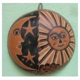 Peruvian Carved Signed Sun and Moon 9' Gourd