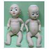 Vintage Hand Made Boy & Girl Bisque Dolls - Signed