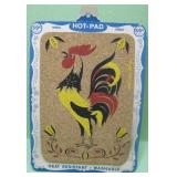 1963 Korkies Rooster Hot Pad On Original Card