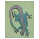 13' Hand Painted Metal Wall Lizard