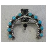 Zuni Sterling Silver Multiple Stone Pendant / Pin