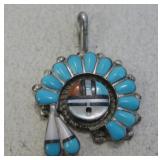 Zuni Sterling Silver Multiple Stone Inlay Pendant