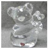 Orrefors Sweden Crystal Mother Bear & Cub Figurine