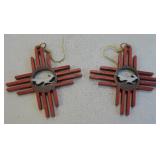 Roadrunner Zia Sign Wood Earrings
