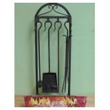 Vintage Fireplace Set With Fire Log