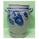 Vintage Salt-Glazed Stoneware Cobalt Blue Crock
