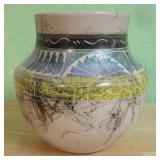 Navajo Horsehair Rainbow Pottery Pot
