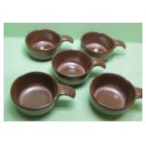 Five Frankoma Lug Handle Cereal / Soup Bowls