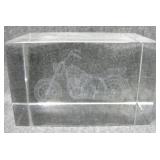 Hologram Motorcycle In Glass Cube Paper Weight