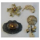 Four Fashion Jewelry Brooches / Pins