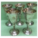Set of Five Spain Silver Plated Goblets